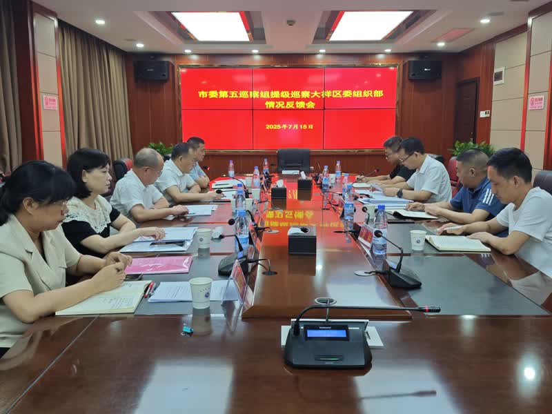 市委第五巡察组向大祥区委组织部反馈巡察情况